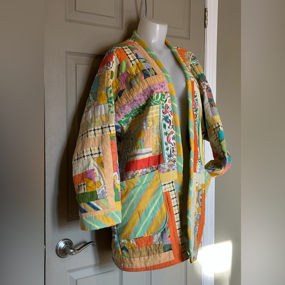 HANDMADE One-of-a-Kind Artisanal Open Front Quilt Coat - Size Large - Picture 3 of 10